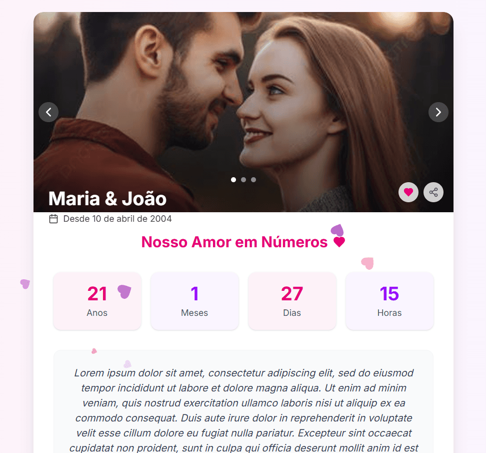 Exemplo de Página de Casal